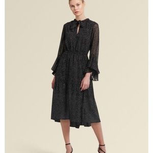 DKNY tie-neck midi dress, printed black